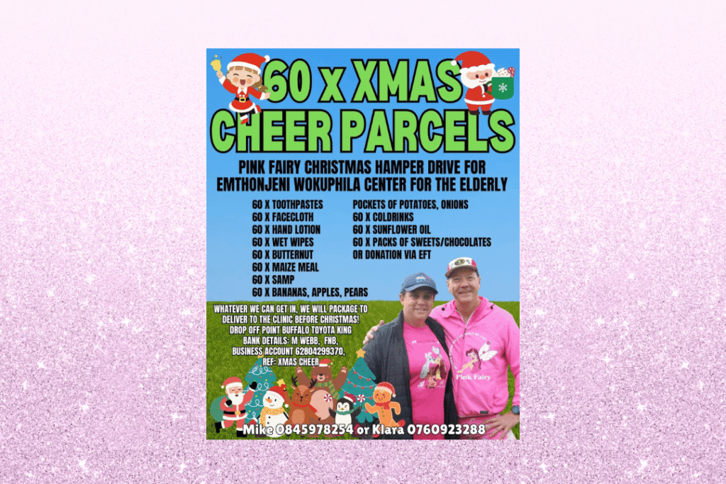 Pink Fairy Christmas Hamper Drive For Emthonjeni Wokuphila Centre For the Elderly